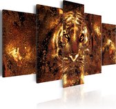 Schilderijen Op Canvas - Schilderij - Golden Tiger 100x50 - Artgeist Schilderij