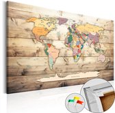 Schilderijen Op Canvas - Afbeelding op kurk - The World at Your Fingertips [Cork Map] 60x40 - Artgeist Schilderij