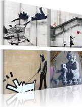 Schilderijen Op Canvas - Schilderij - Banksy - vier originele ideeën 90x90 - Artgeist Schilderij