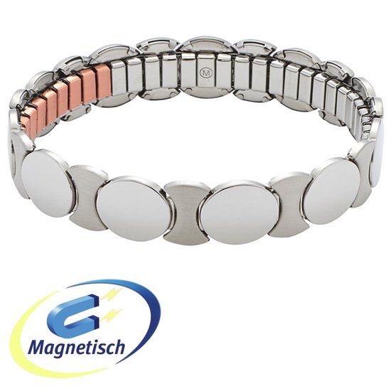 Energetix magneet armband 2876 - flexibel - elastisch - kleur zilver - maat  L - met koper | bol.com