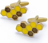 Manchetknopen - Honingraat Bijen Geel