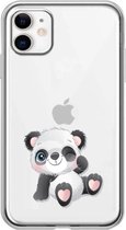 Apple Iphone 11 transparant siliconen pandabeer hoesje - Panda met een knipoog