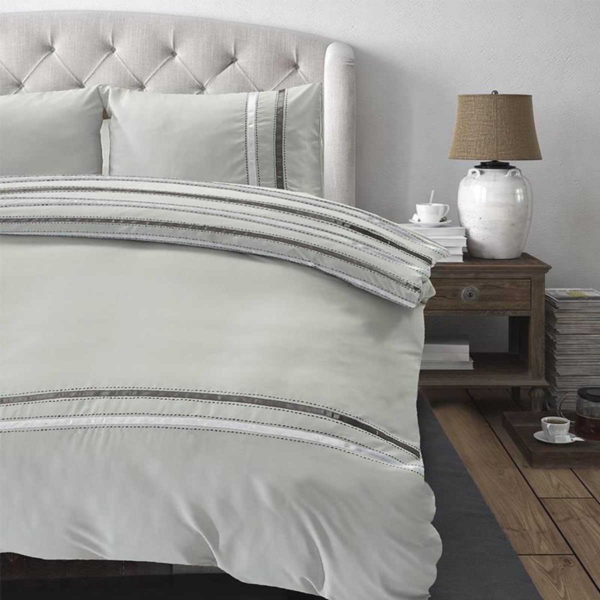 Zydante Dekbedovertrek - Hotel Home Collection - Las Vegas - Zilver Grijs / 200x200