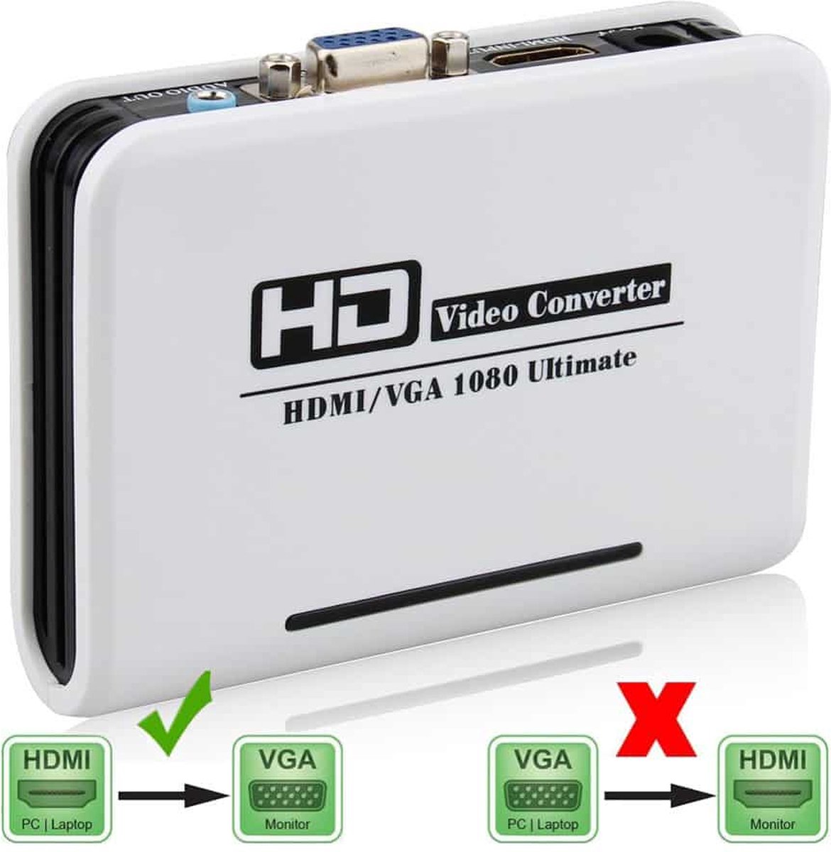 Let op type!! HDMI naar VGA & Audio HDTV Converterwit