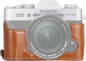 1/4 inch draad PU lederen camera half behuizing basis voor FUJIFILM X-T10 / X-T20 (bruin)