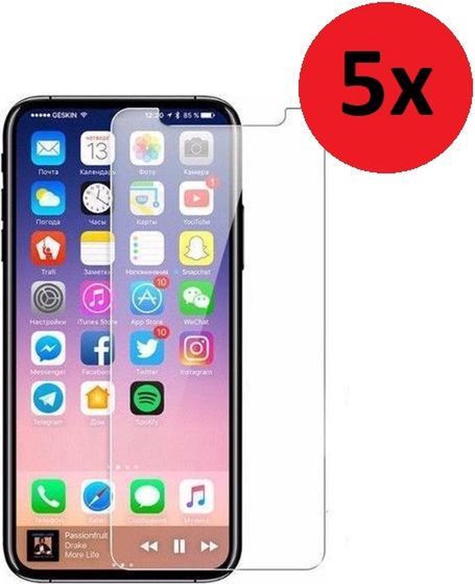 Geschikt voor iPhone XR Screenprotector - XR Screen Protector 5x Bescherm Glas