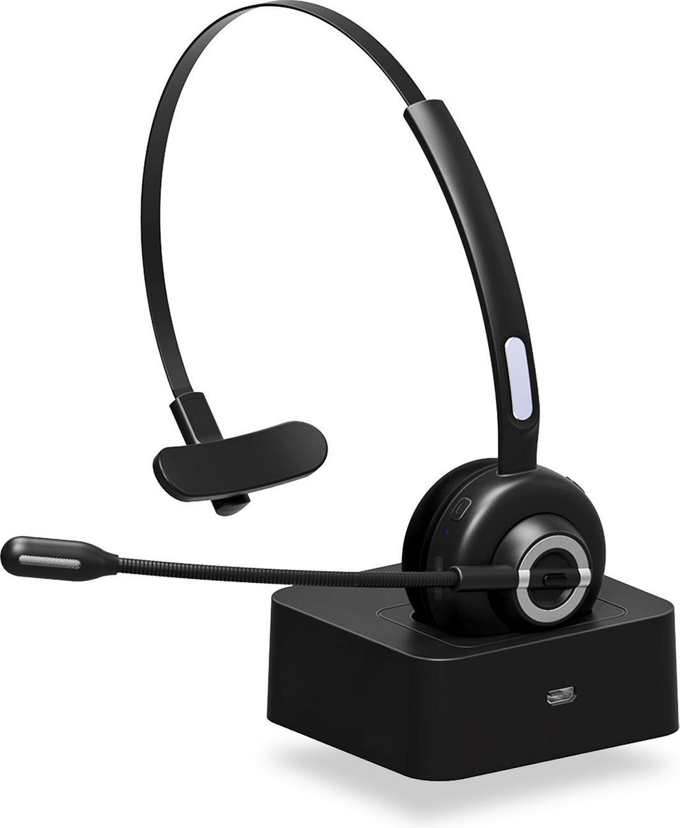 YONO Professionele Headset met Microfoon – Bluetooth Office Koptelefoon Draadloos met Laadstation - voor Laptop / Telefoon / PC – Zwart