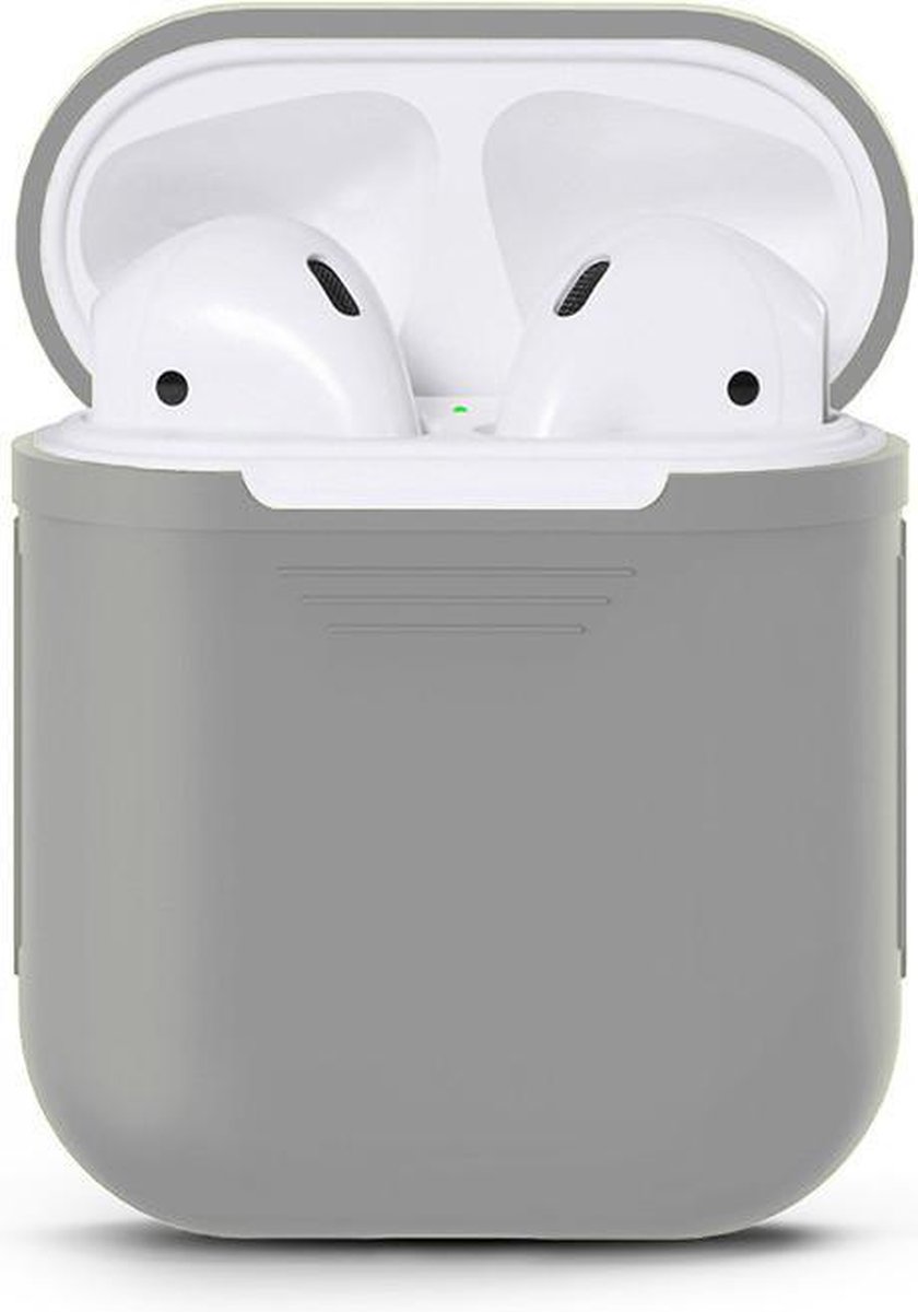 Airpods Silicone Case Cover Hoesje geschikt voor Apple Airpods 1 / 2 - Grijs - Merkloos