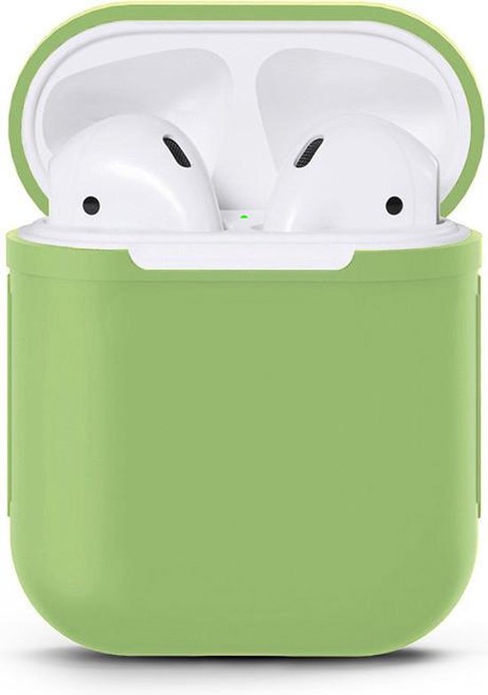 Apple Airpods Siliconen - Case - Cover - Hoesje - Speciaal voor Apple Airpods 1 en 2 - Groen - Teddo