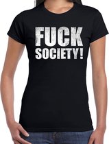 Fuck society protest t-shirt zwart voor dames S