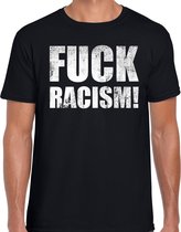 Fuck racism protest t-shirt zwart voor heren L