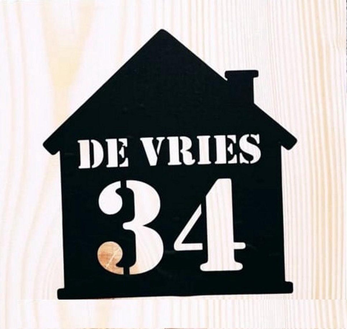 Van hout gemaakte naambord voordeur - 16x16cm - Huis