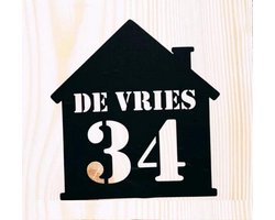 Van hout gemaakte naambord voordeur - 16x16cm - Huis