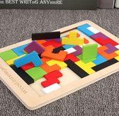 Coogam Houten Tetris Puzzel | 40 Stuks Tangram Jigsaw | Denkspelletje Speelgoed Voor Kinderen | Houten Puzzeldoos | Hersenen Spel | Gebouw Blok | Intelligentie Educatief Cadeau Voor Peuters