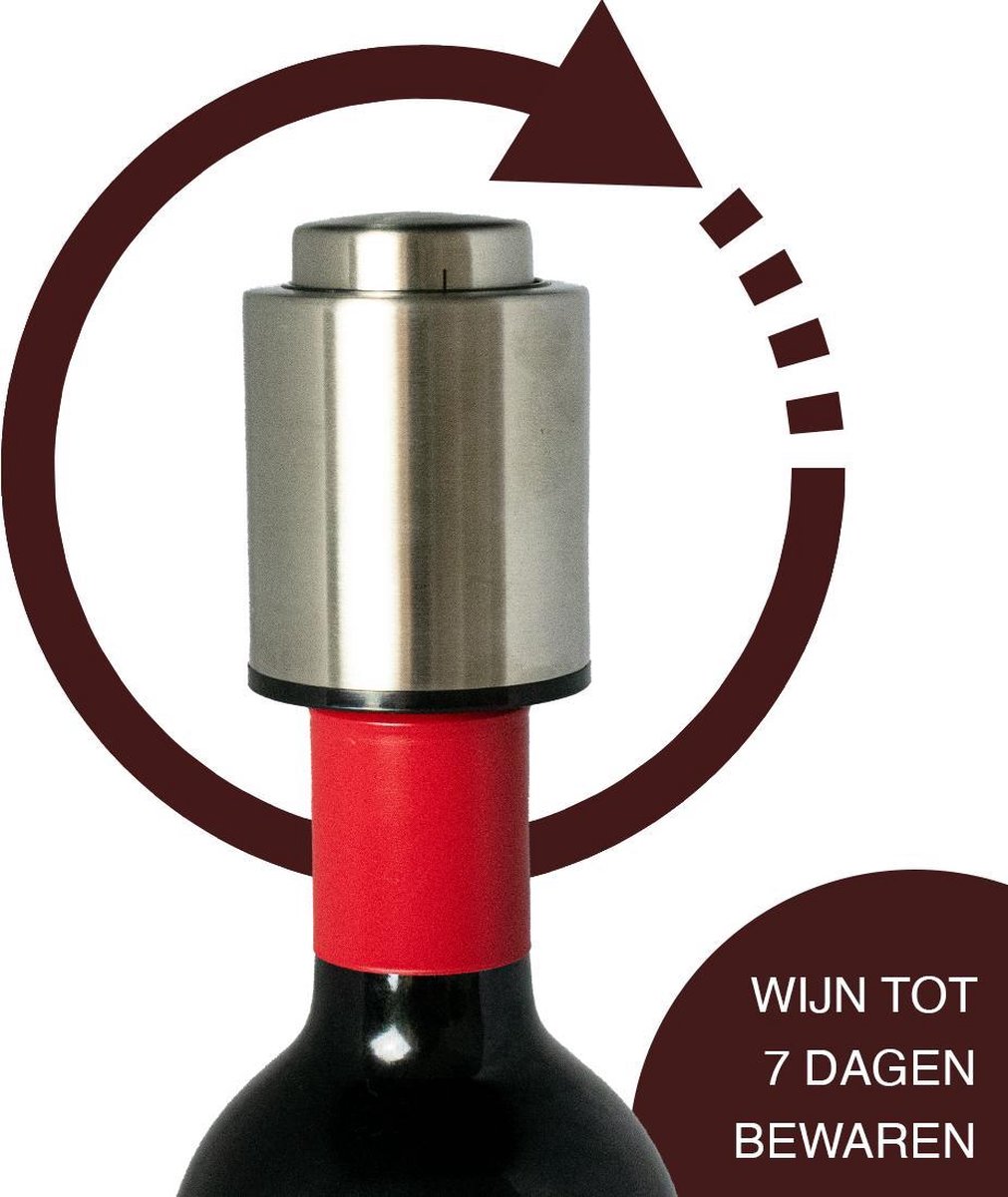 onvergeeflijk Ook zag Wijn vacuumpomp - Wijnstopper - Premium wijn accessoires - Vacuvin - Wijn  vacuüm - RVS | bol.com