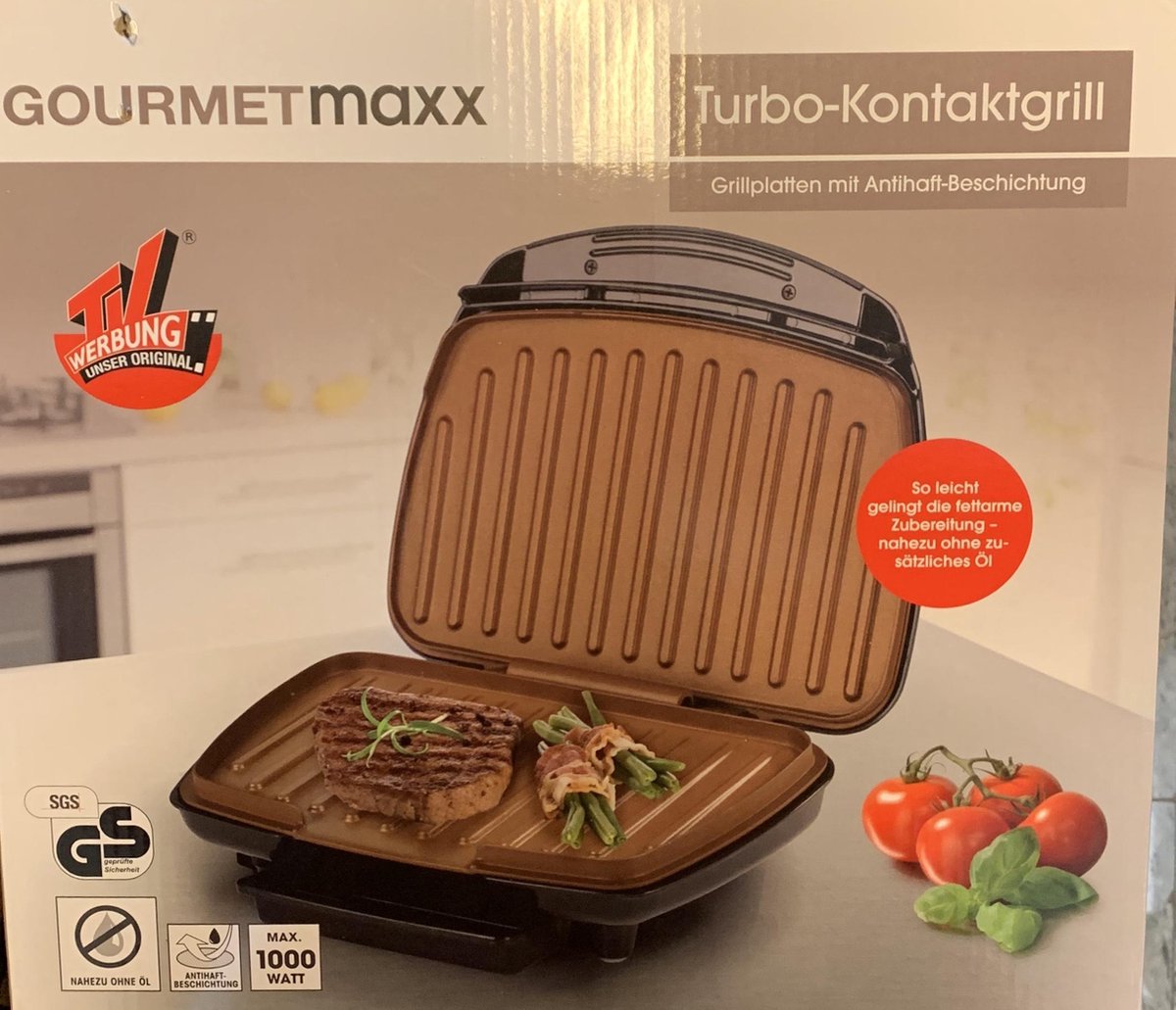 Gourmetmaxx Turbo grill - 1000 watt - anti aanbaklaag | bol.com