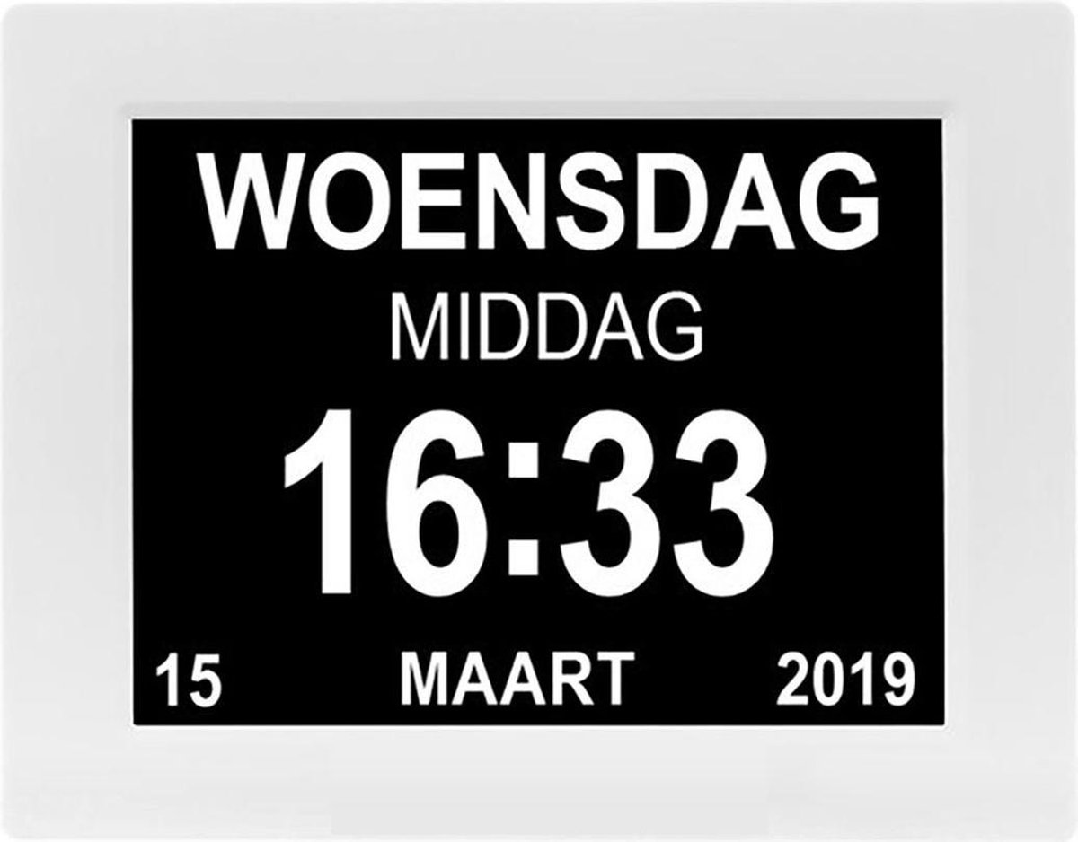 Dementieklok Digitale Kalender klok Groot - Wandklok met Alarm Tijd en  Datum Weergave... | bol.com