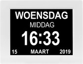 Dementieklok Digitale Kalender klok Groot - Wandklok met Alarm Tijd en Datum Weergave - Wit