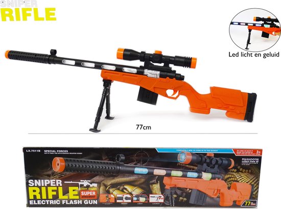 Speelgoed Sniper Rifle geweer 77CM - led lichtjes en schietgeluiden -  scherpschutters... | bol.com