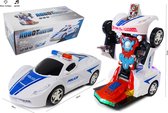 Politie Robot Car 2 in 1 robot en auto transformer voertuig Police - led licht en geluid 22CM (incl. batterijen)