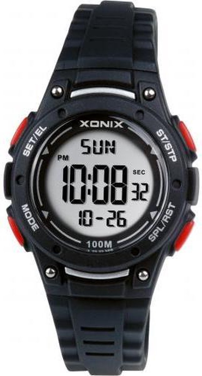 Zwart-zilver Xonix digitaal kinder horloge waterdicht