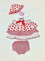Baby Jurk - wit / rood - met stippen - Maat 62/68