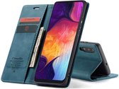 CASEME - Samsung Galaxy A30s Retro Wallet Case - Blauw