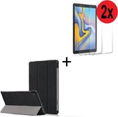 Samsung Galaxy Tab S6 Lite hoesje - Tri fold book case hoesje Back Cover met stand Zwart - Samsung Galaxy Tab S6 Lite Screenprotector - Samsung Tab S6 Lite Hoesje + 2x Screen prote