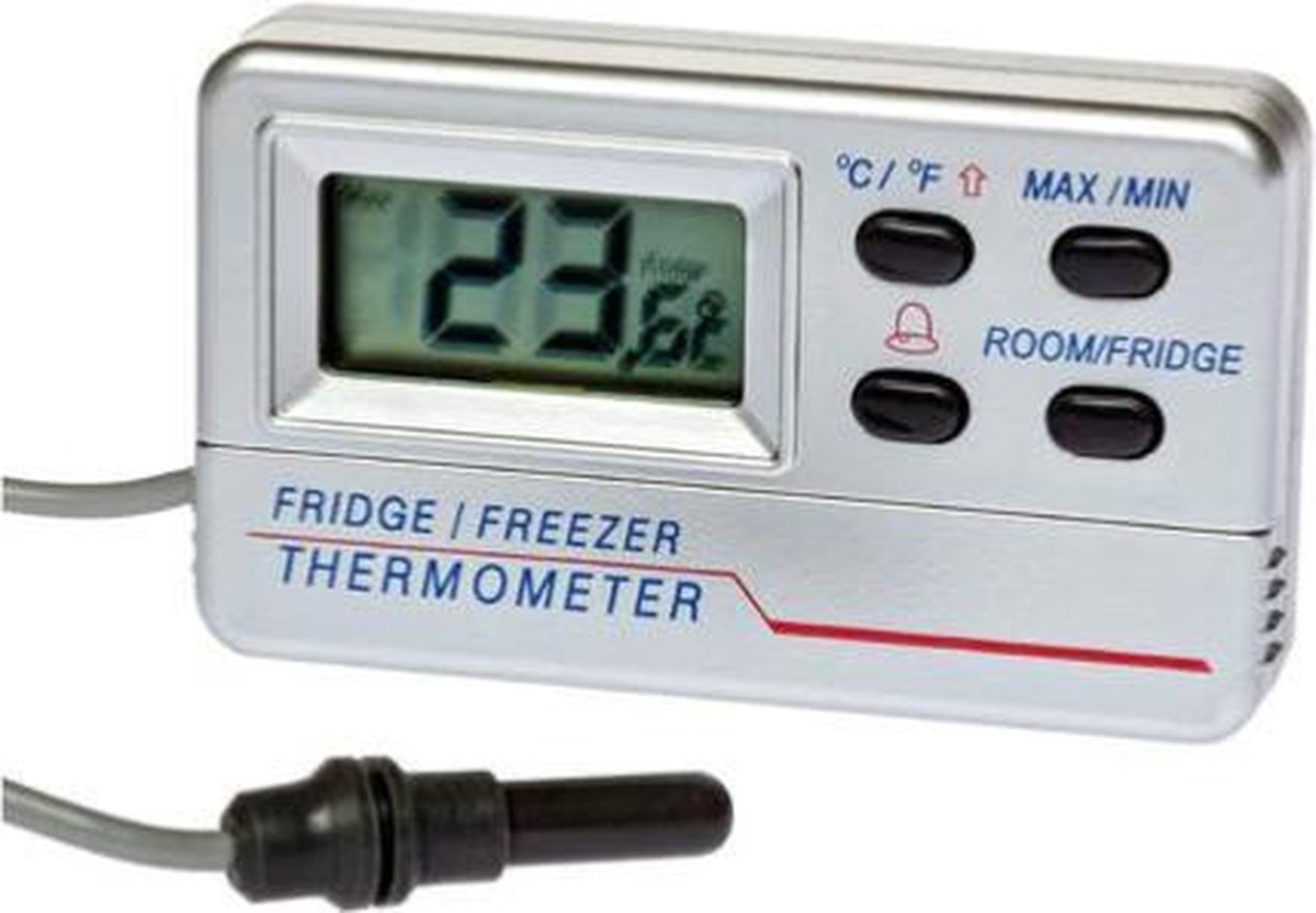 Digitale thermometer met alarm voor koelkast en diepvries digitaal -50 tot  +70 graden | bol.com