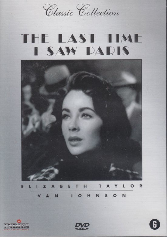 De omslag van de DVD "The Last Time I Saw Paris" met Elizabeth Taylor in zwart-wit.