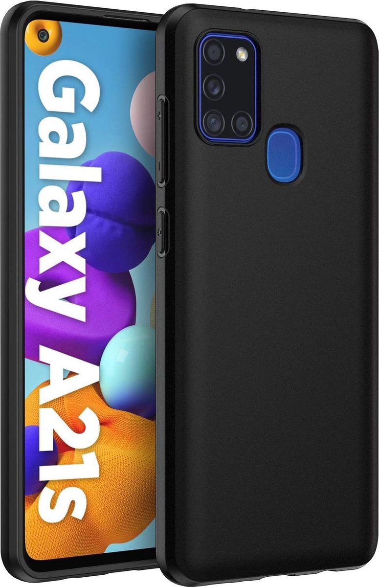 HB Hoesje Geschikt voor Samsung Galaxy A21S - Zwart - Siliconen Back Cover