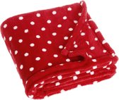 Playshoes - Fleece deken voor kinderen 75x100cm - Stippen - Rood - maat Onesize
