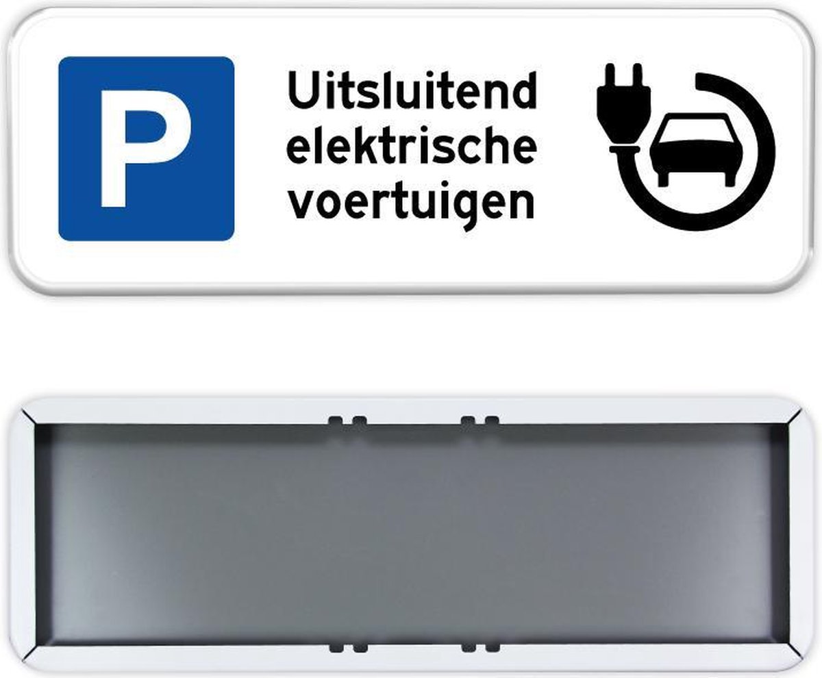 Parkeerbord Elektrische voertuigen 60x20cm - Stevig aluminium bord met dubbel omgezette rand