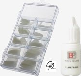 Nageltips Naturel Voordeel Set - Naturel Tips + Nagellijm 3ML - Professionele markt