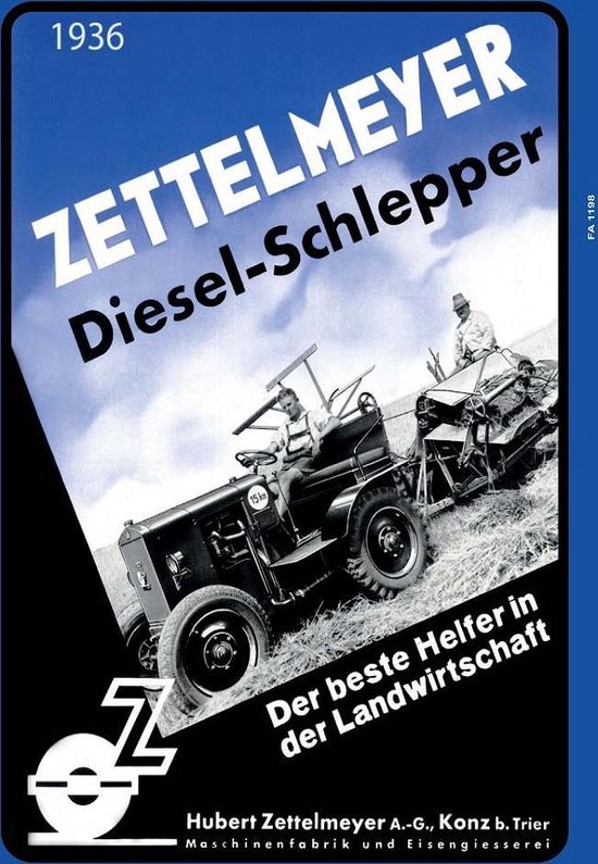 Wandbord - Zettelmeyer 1936 Traktor
