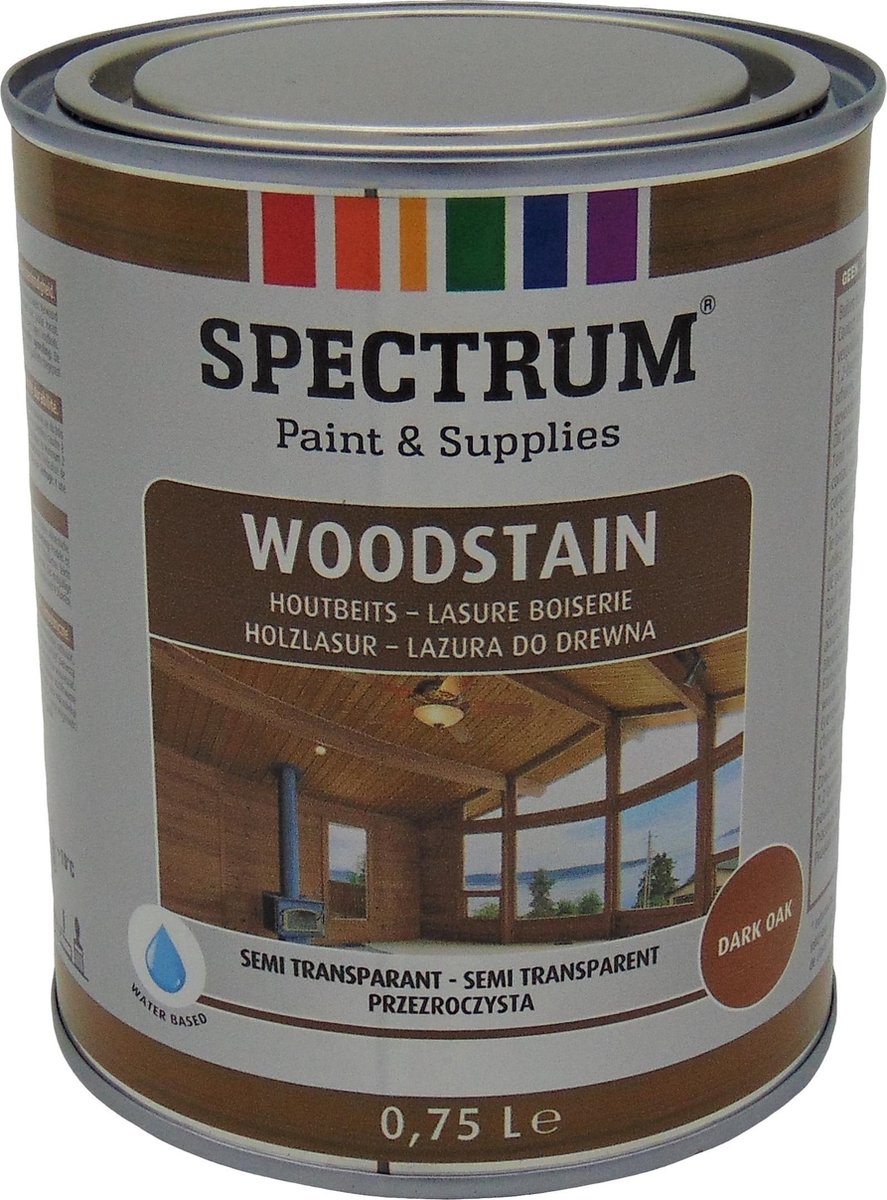0,75 Liter Houtbeits - Spectrum houtbeits - Dark oak houtbeits - Semi  transparant -... | bol.com