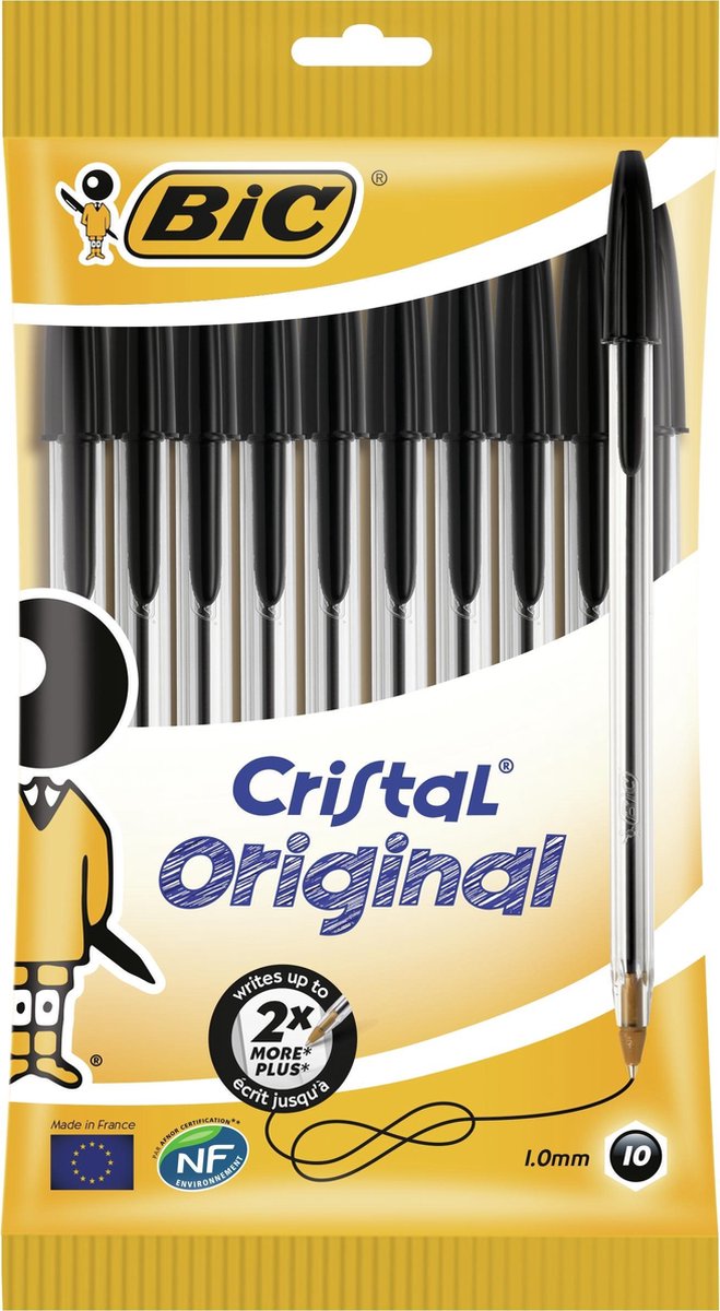 Bic balpennen set 10x stuks in kleur zwart - Voordelige Basic kantoor Bic balpennen