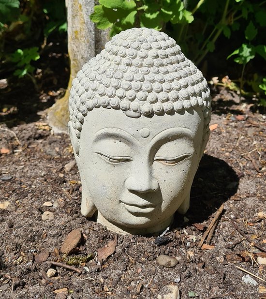Verslinden zand het kan tuin beeld boeddha hoofd beton | bol.com
