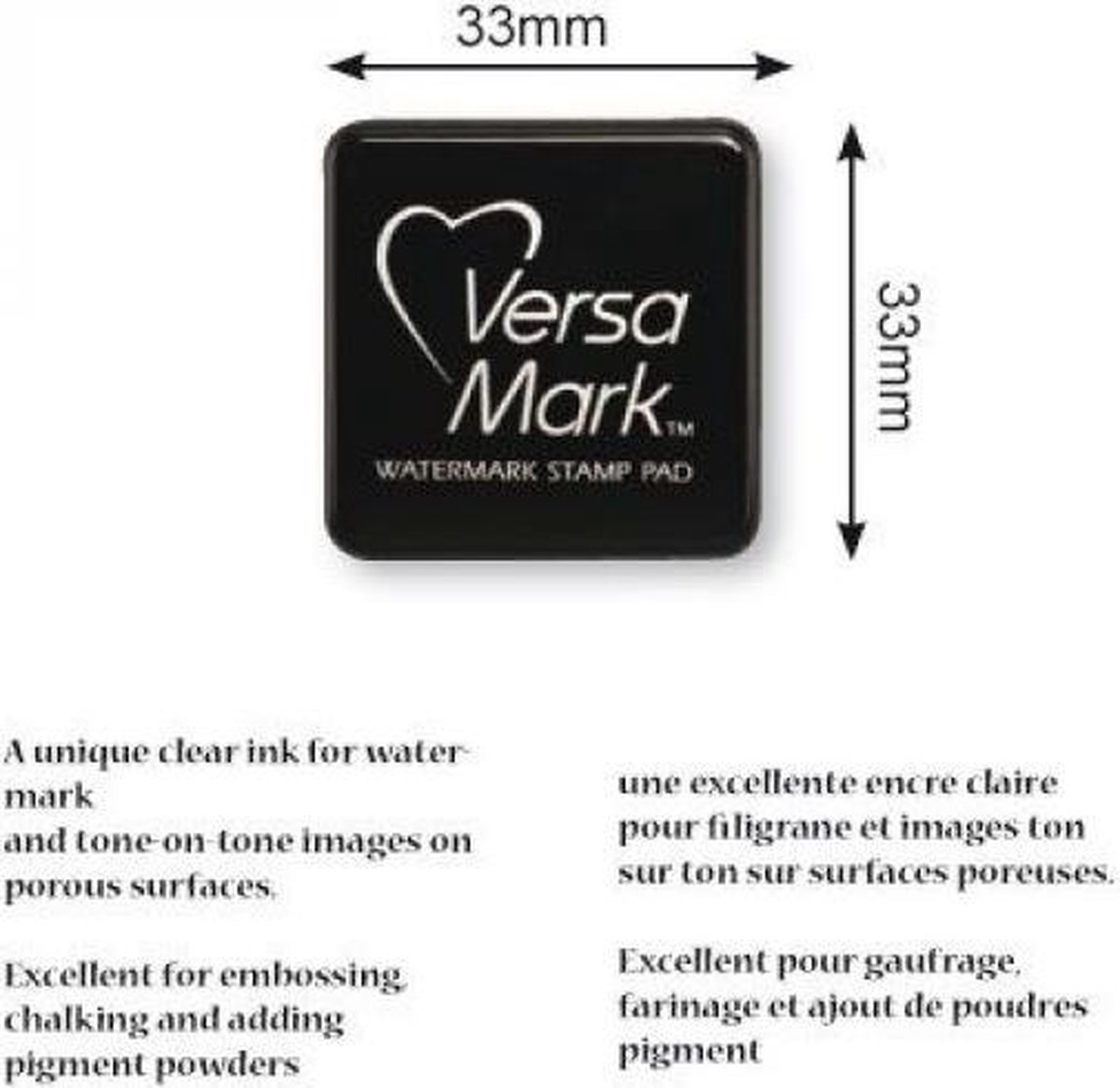 Tsukineko VersaMark - Tampone Inchiostro Filigrana Trasparente Per Stampi, Embossing, Atossico
