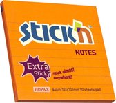 Stick'n grote sticky notes - 101x101mm, extra sticky, neon oranje, gelinieerd, 90 memoblaadjes