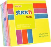 Stick'n Memokubus sticky notes - 76x76mm, regenboog, 400 memoblaadjes