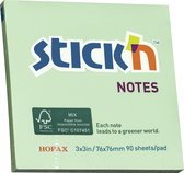 Stick'n sticky notes - 76x76mm, FSC, pastel groen, 90 memoblaadjes