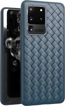 Voor Galaxy S20 Plus Antislip Klassiek Geweven Patroon Ademende TPU Case (Blauw)