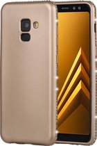 Crystal Decor Sides Smooth Surface Soft TPU beschermende achterkant van de behuizing voor Galaxy A8 (2018) (goud)