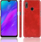 Shockproof Litchi Texture PC + PU Case voor OPPO Realme 3 (rood)