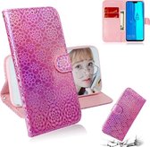 Voor Huawei Y9 (2019) / Geniet van 9 Plus Effen kleur Kleurrijke magnetische gesp Horizontale flip PU lederen tas met houder & kaartsleuven & portemonnee & draagkoord (roze)
