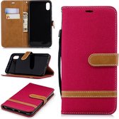 Kleurafstemming Denim Texture Leather Case voor Huawei Mate 9, met houder & kaartsleuven & portemonnee & lanyard (rood)