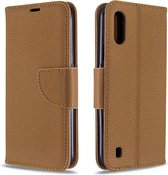 Voor xiaomi redmi k30 litchi textuur pure kleur horizontale flip pu lederen case met houder & kaartsleuven & portemonnee & lanyard (bruin)