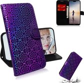Voor Huawei P20 Lite / Nova 3e effen kleur kleurrijke magnetische gesp horizontale flip pu lederen case met houder & kaartsleuven & portemonnee & lanyard (paars)