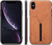 PU + TPU beschermhoes met kaartsleuven voor iPhone XR (bruin)